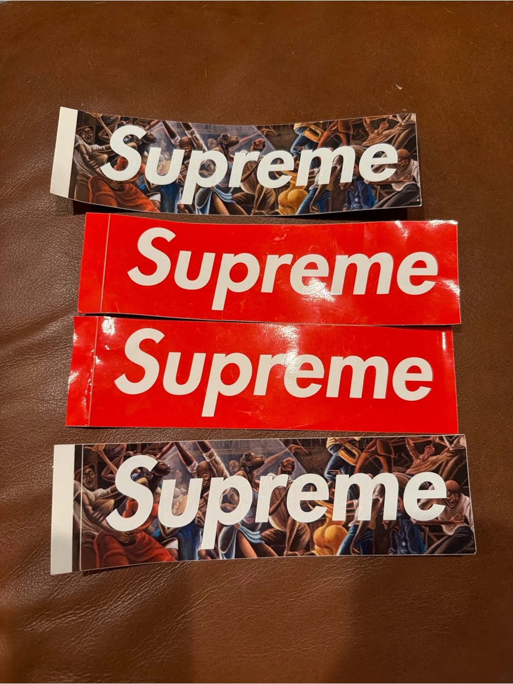 4 Supreme Logo Stickers - Red and Multicolor
